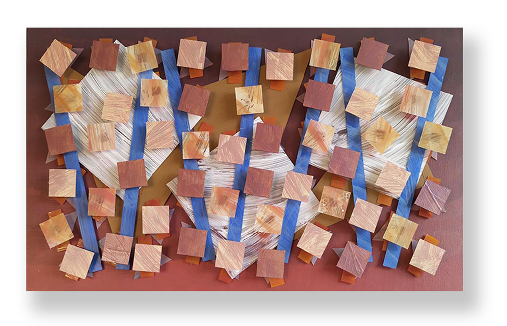 Quadrados brancos e tiras azuis com quadrados menores // Fernando Correia